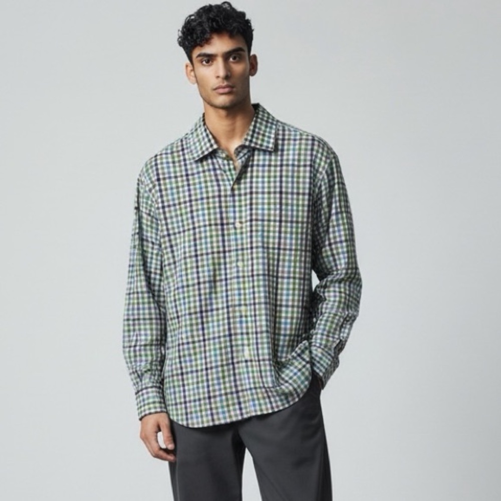 Peter Millar 100% Cotton Multi-Color Plaid Long Sleeve Button Down - Size Large